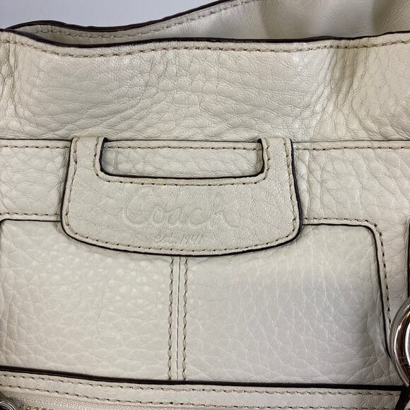 COACH F14686 WHITE AND YELLOW PEBBLEED LEATHER HANDBAG - Picture 5 of 16